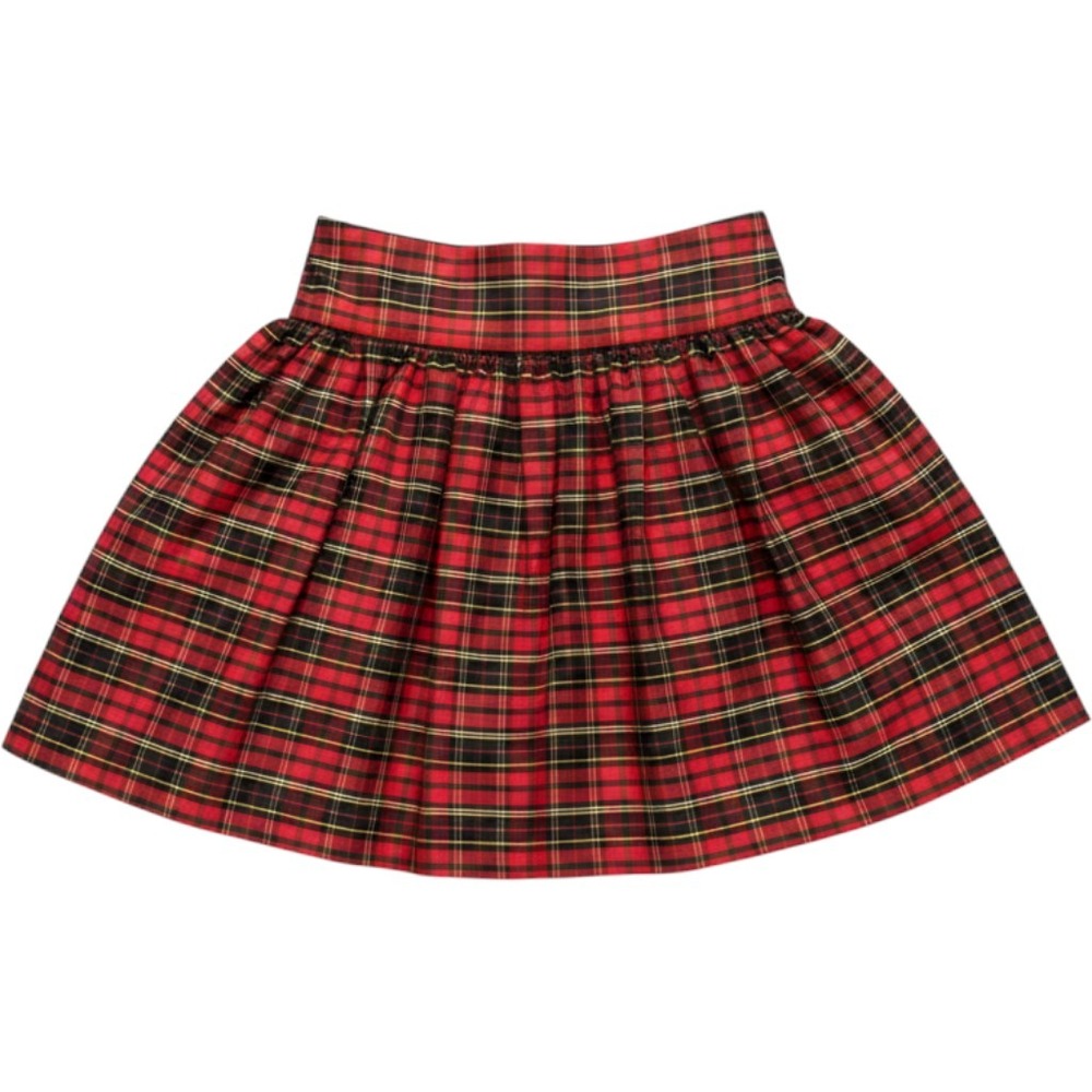Frances Johnston Girls Red Plaid Silk Skirt Size 8 Holiday Tartan Pleated 687